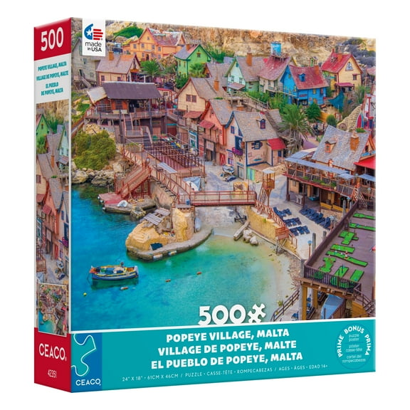 Ceaco 500 Piece Popeye Village, Malta (Altug Galip) Interlocking Jigsaw Puzzle