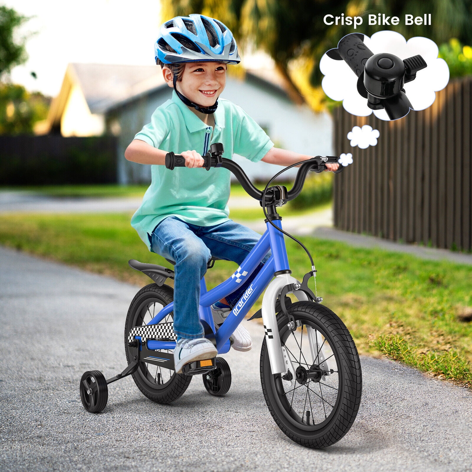Harmijoy 14 Kids Bike 3 5 Years Old with Detachable Training Wheels and Basket Adjustable Handlebars and Seat Height Hand Brake Children s Toy Gift Walmart
