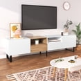 thumbnail image 4 of Harper & Bright Designs Modern TV Stand for 85 inch TV, Wood TV Storage Cabinet with Open Shelves, Entertainment Center Media Table with Drop Down Door for Living Room, White, 4 of 20