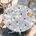 thumbnail image 2 of Grey Christmas Round Tablecloth, Fitted Table Cover with Elastic for 36"-44" Round Tables, Xmas Snowflake Snowman Table Cloth Outdoor Indoor Dinning Party Waterproof Tablecloths, 2 of 7