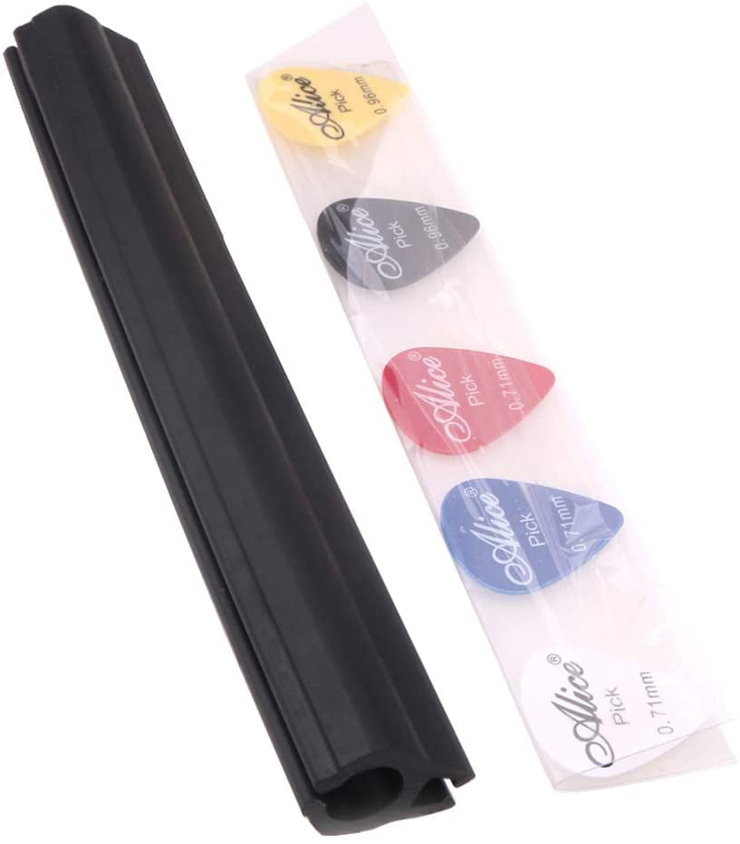 Alice A010D Microphone Music Stand Rubber Guitar Picks Holder Clamp Clip With 5 Picks 
