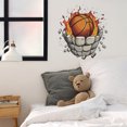 thumbnail image 2 of Adhesivos de pared 3D con diseño de llama de baloncesto con piedra agrietada, 2 of 2