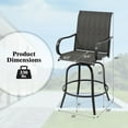 thumbnail image 3 of Gymax Outdoor Swivel Bar Stool Set of 2 w/Breathable Fabric and Heavy Duty Metal Frame Black, 3 of 9