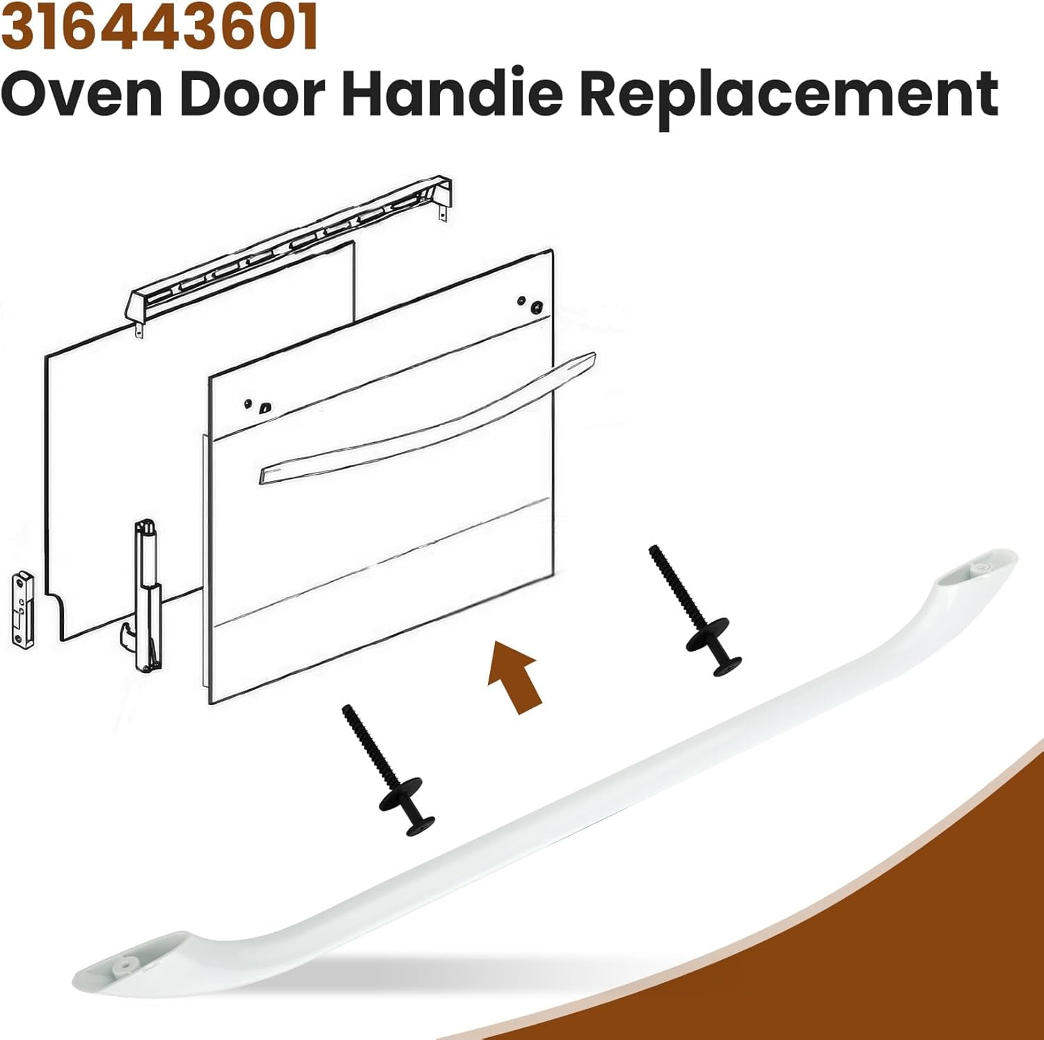Upgraded 316443601 Oven Door Handle Replacement Compatible with Kenmore Frigidaire Electrolux Electric Oven Range Stove，Include 2Pcs 316433300 Oven Door Handle Screws