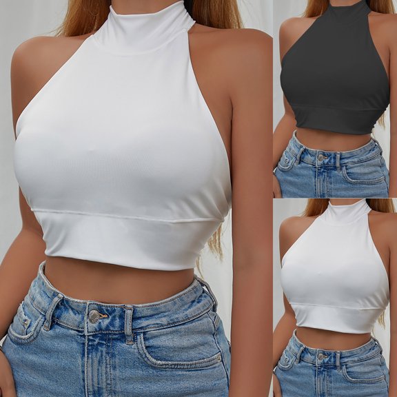 Wlynlyn Crop Tops for Women Sleeveless Shirts Crewneck Going out Tops Summer Outfits