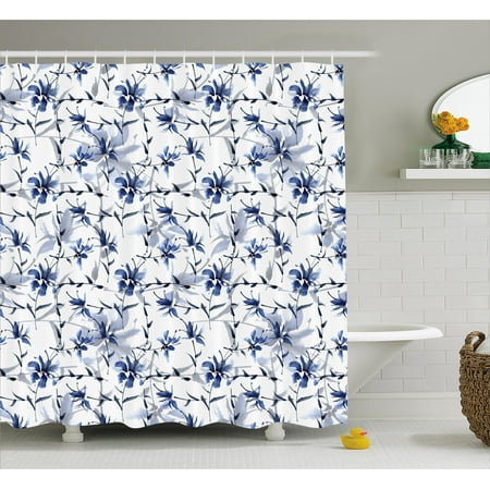 Traditional House Decor Shower Curtain, Asian Japanese Ink ...