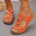 thumbnail image 2 of Rokment Geometic Wedges Slides Sandals for Women 2026 Fashion Comfortable Casual Leather Orthopedic Platform Dress Slip on Summer Shoes Orange Size 7, 2 of 5