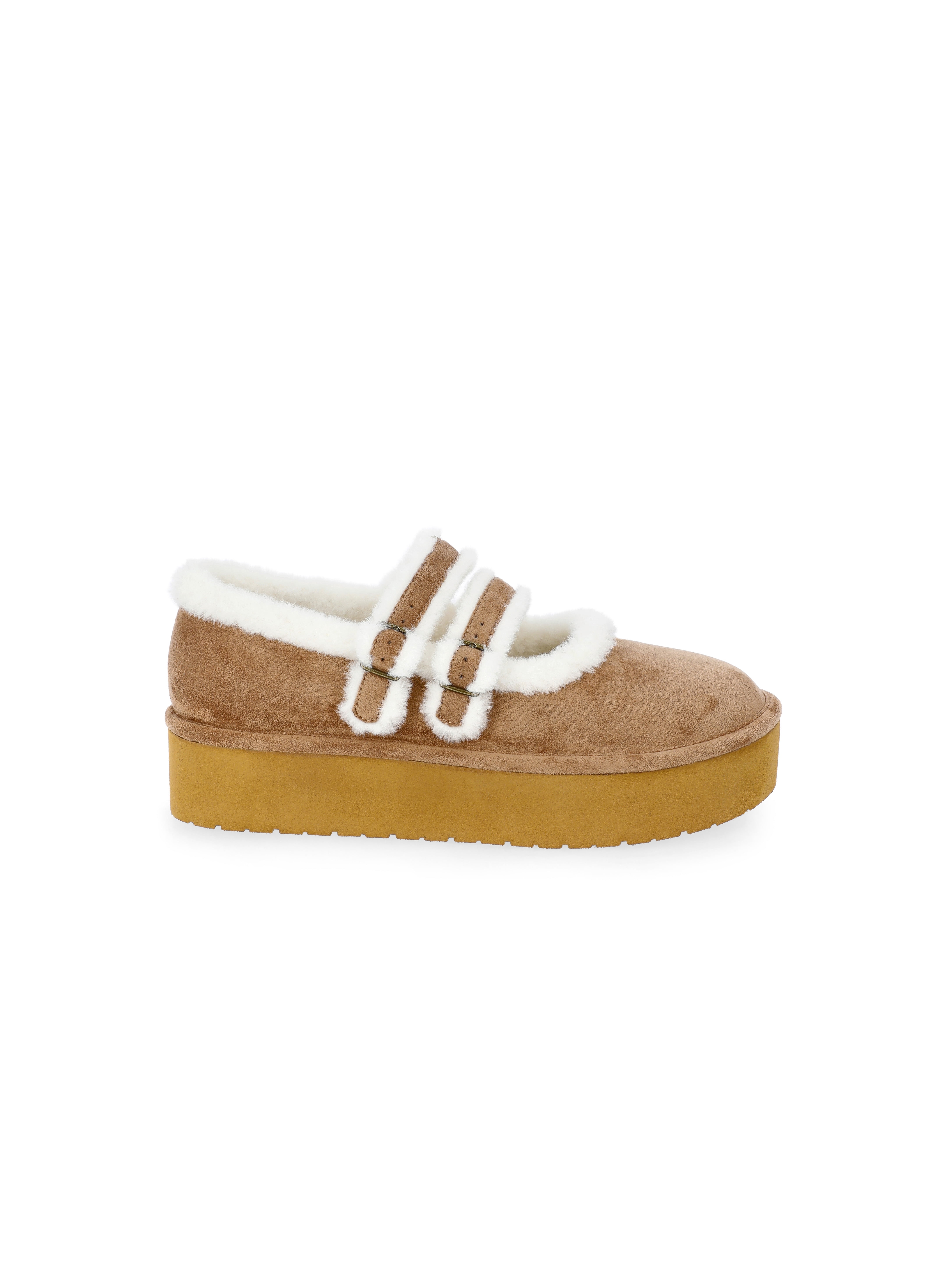 Madden NYC Women's Cozy Platform Mary Janes with Faux Fur Lining