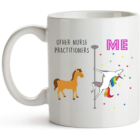 YouNique Designs Nurse Practitioner Mug, 11 Ounces, Unicorn Mug for Graduation Gifts, Family Nurse Gifts for Women (White)