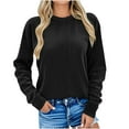thumbnail image 2 of Karight Casual Women 2025 Fall Sweater Long Sleeve Ribbed Knit Pullover Loose Crewneck Batwing Split Sweater, 2 of 6