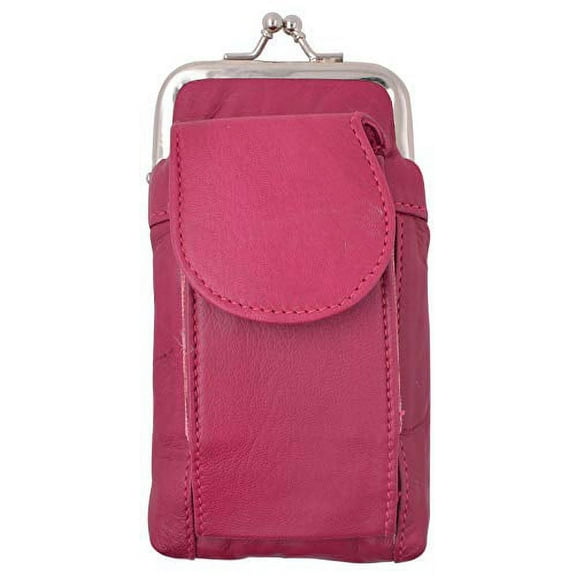 Hot Pink Genuine Leather Cigarette Holder with Lighter Pocket & Extra Back Pocket