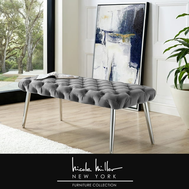 Nicole Miller Shiloh Banc Velour Gris / Chrome