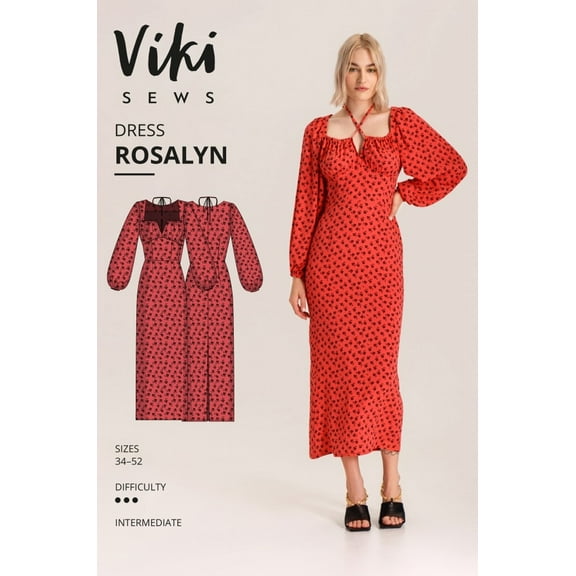 Vikisews Sewing Pattern Rosalyn Dress Women UK 4-22 Dresses