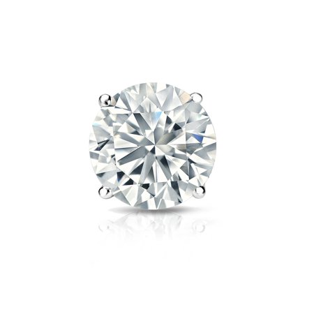 - Platinum 4-Prong Basket Round Diamond SINGLE STUD Earring (1/8 - 1 cttw, H-I, I2-I3) Screw-Back