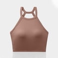 thumbnail image 4 of DDAPJ pyju Womens Built-in Bra Halter Camisoles 2025 Summer Padded Workout Tank Tops Sleeveless Casual Cami Shirts Limited Time Sales Khaki M, 4 of 6