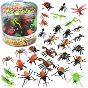 Toy Bug Action Figure Set - 30 Piece Playset, 15 Unique Sculpts- Giant Insects Educational Toy Playset (Ants, Tarantula, Spiders) - 2in-4in Figures