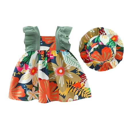 

Hunpta Toddler Kids Girls Sleeveless Summer Floral Print Ruched Princess Dress Casual Clothes Outfits 3Y