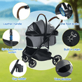 thumbnail image 7 of AILEEKISS 4-Wheeled Pet Stroller, Folding Cat and Dog Stroller with Brake, up to 58 lbs, Grey, 7 of 7