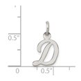 thumbnail image 3 of White Sterling Silver Charm Pendant 16 mm 10 Rhodium-Plated Small Script Initial D, 3 of 3