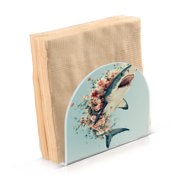 WOBOGO A Shark Full Of Flowers Clear Acrylic Napkin Holder Kitchen Tissue Face Towel Cocktail Rack Bar Restaurant Dinner Paper Dispenser