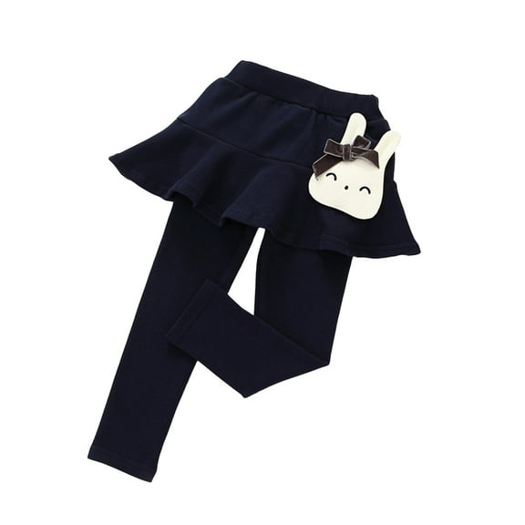 Girls Leggings Toddler Trendy Ruffle Fleece Skirt Pants Kids 2 In 1 Navy Girls Athletic Pants 18-24 Months