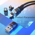 thumbnail image 4 of Essager Phone Charging Cable 360 Degree Rotating cable rotating Charging Cord Braided Outer Layer, Black, 2m, Micro, 4 of 8
