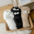 thumbnail image 5 of Cozy Socks, Winter Warm Fuzzy Non-Slip Slipper Socks with Cute Big Eyes, Thick Fleece Floor Long Socks（Black）（XX）, 5 of 7