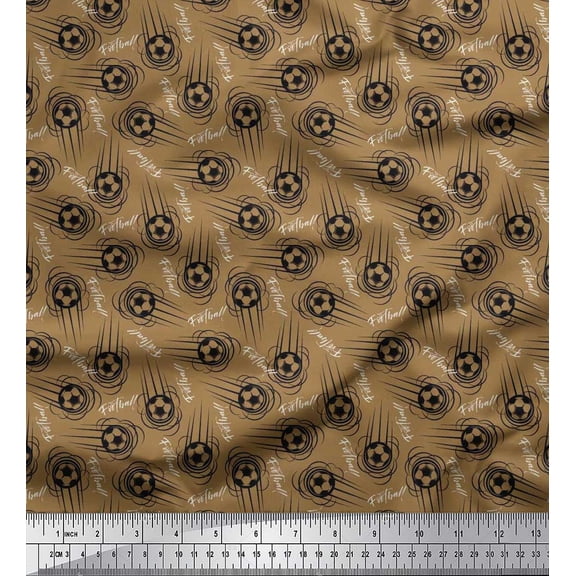 Soimoi Viscose Chiffon Fabric Text & Football Sports Print Sewing Fabric Yard 42 Inch Wide
