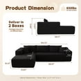 thumbnail image 6 of Ovios Corduroy Sectional for Living Room Modular Black Sleeper Sectional Couches and Sofas with Chaise Lounge Modern 104" Oversized L-Shape Sofa No Assembly Required, 6 of 10