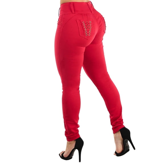 Womens Juniors Red Skinny Jeans - Butt Lifting Mid Rise Skinny Jeans - Mid rise Skinny Jeans 10990M