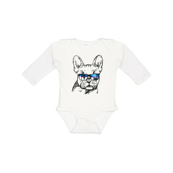 Inktastic French Bulldog Portrait with Sunglasses Boys or Girls Long Sleeve Baby Bodysuit