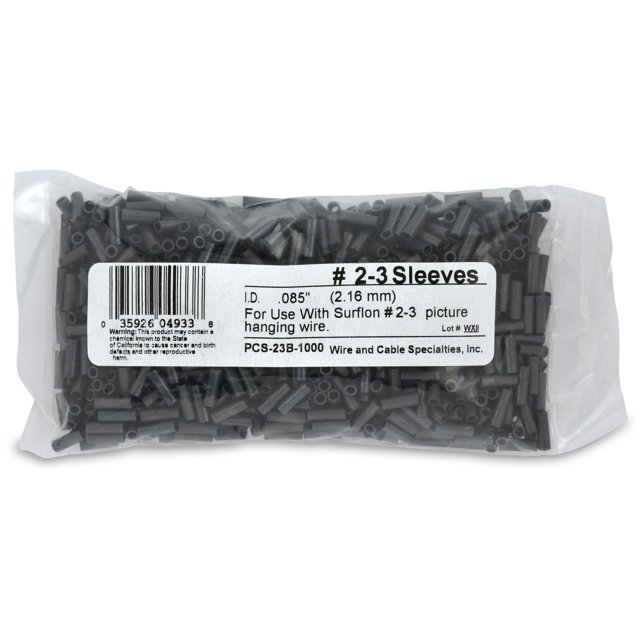 WCS Crimp SleeveSurflon Tamaño 2-3 - 1000 piezas Picture Wire Crimping Sleeves Negro
