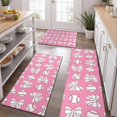 thumbnail image 2 of Pink Bows and Baseballs Pattern Kitchen Rugs Sets Of 3,Kitchen Runner Rugs Non Skid Washable,Decorative Kitchen Floor Mats for Kitchen,Sink,Laundry,17"x30"+ 17"x47" + 17"x59", 2 of 6