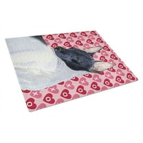 Rat Terrier Hearts Love and Valentines Day Portrait Glass Cutting Board Large