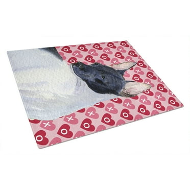 Rat Terrier Hearts Love and Valentines Day Portrait Glass Cutting Board Large