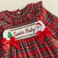 thumbnail image 6 of Cjfdfy Newborn Baby Girl Christmas Outfit My First Christmas Romper Collar Plaid Long Sleeve Letter Santa Claus Embroidery Bodysuit Infant Cute Christmas Fall Winter Bodysuit, 6 of 9