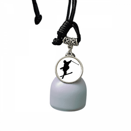 

Sport Ski Board Black Skiing Outline Wind Chimes Bell Car Pendant