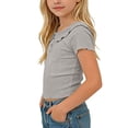 thumbnail image 6 of fatyb Little Girls Cute Tops Summer Blouses with Ruffle Collar Solid Color Casual Short Sleeve Tee Tops, 6 of 7
