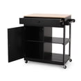 thumbnail image 5 of Yesfashion Rolling Kitchen Island,Mobile Kitchen Island with Wheels,2 Shelves,Long Drawer,Rubber Wood Countertop,Door Cabinet,Towel Rack,Mobile Kitchen Storage Islands, 5 of 10