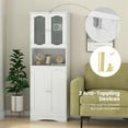thumbnail image 3 of Demi Bonn 64.5" Tall Freestanding Bathroom Storage Cabinet with Frost Glass Doors and Shelves, Pantry Cabinets, White, 3 of 10