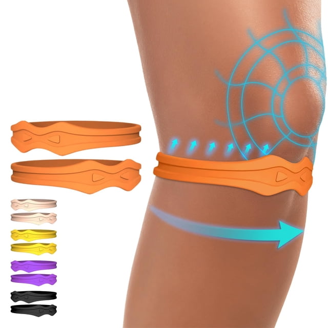 Rodillera Fitgeno con soporte para rótula: Banda para aliviar el dolor del tendón rotuliano - Rodillera para tendinitis, saltos, running, baloncesto, hombres y mujeres (2 unidades, naranja)