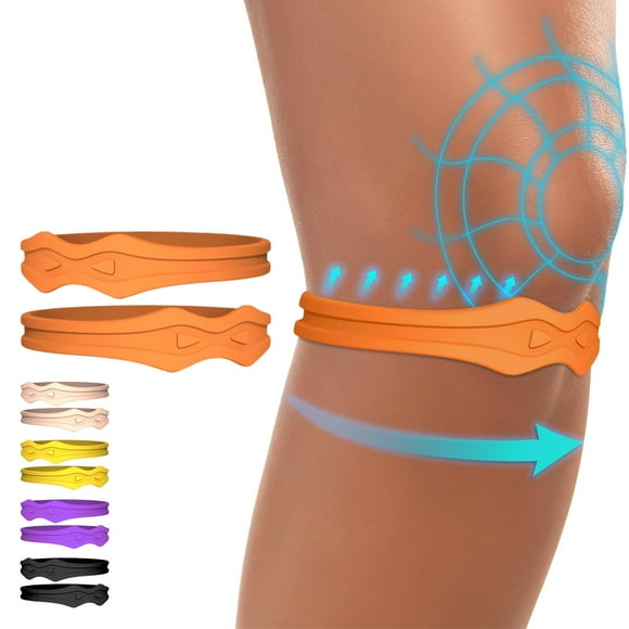 Rodillera Fitgeno con soporte para rótula: Banda para aliviar el dolor del tendón rotuliano - Rodillera para tendinitis, saltos, running, baloncesto, hombres y mujeres (2 unidades, naranja)