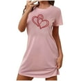 thumbnail image 2 of Valentine'S Day Bnwani Women Nightgown Oversized Crew Neck Short Sleeve Printed Blue Size S-XXL, 2 of 3