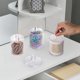 thumbnail image 2 of Contenedores de almacenamiento para baño, frascos de boticario de plástico transparente con tapas para organizar bolas de algodón, hisopos de algodón y almohadillas redondas de alg, 2 of 5