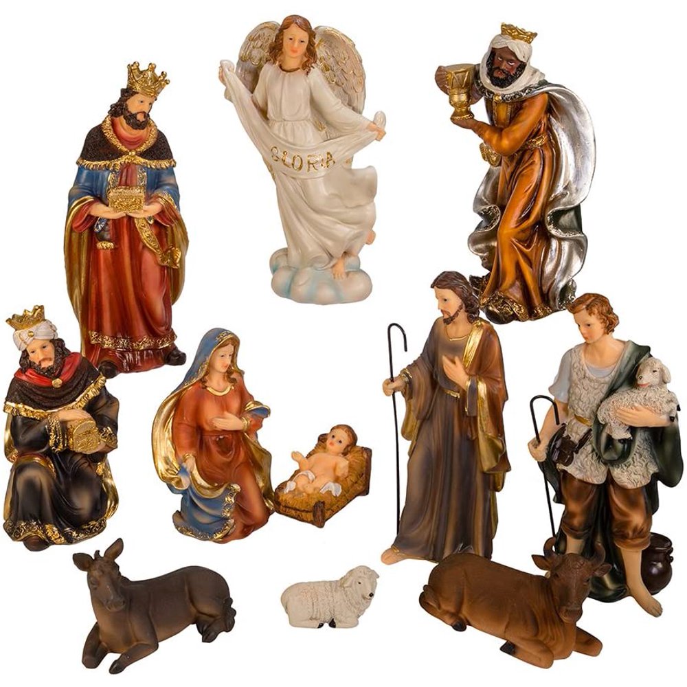 Kurt Adler 8.5inch Nativity Table piece Set, 11 Pieces