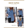 thumbnail image 4 of HOTAPEI Button Down Shirts for Women Casual Vintage V Neck Short Sleeve Tops With Pockets, 4 of 6