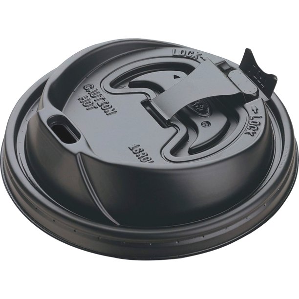 Dart Optima Hot Cup Lids, 1224oz Cups, Black, 100/Sleeve, 10 Sleeves