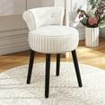 thumbnail image 2 of Gymax Velvet Vanity Chair w/ Back Tufted Low Back & Solid Wood Legs for Bedroom White, 2 of 10