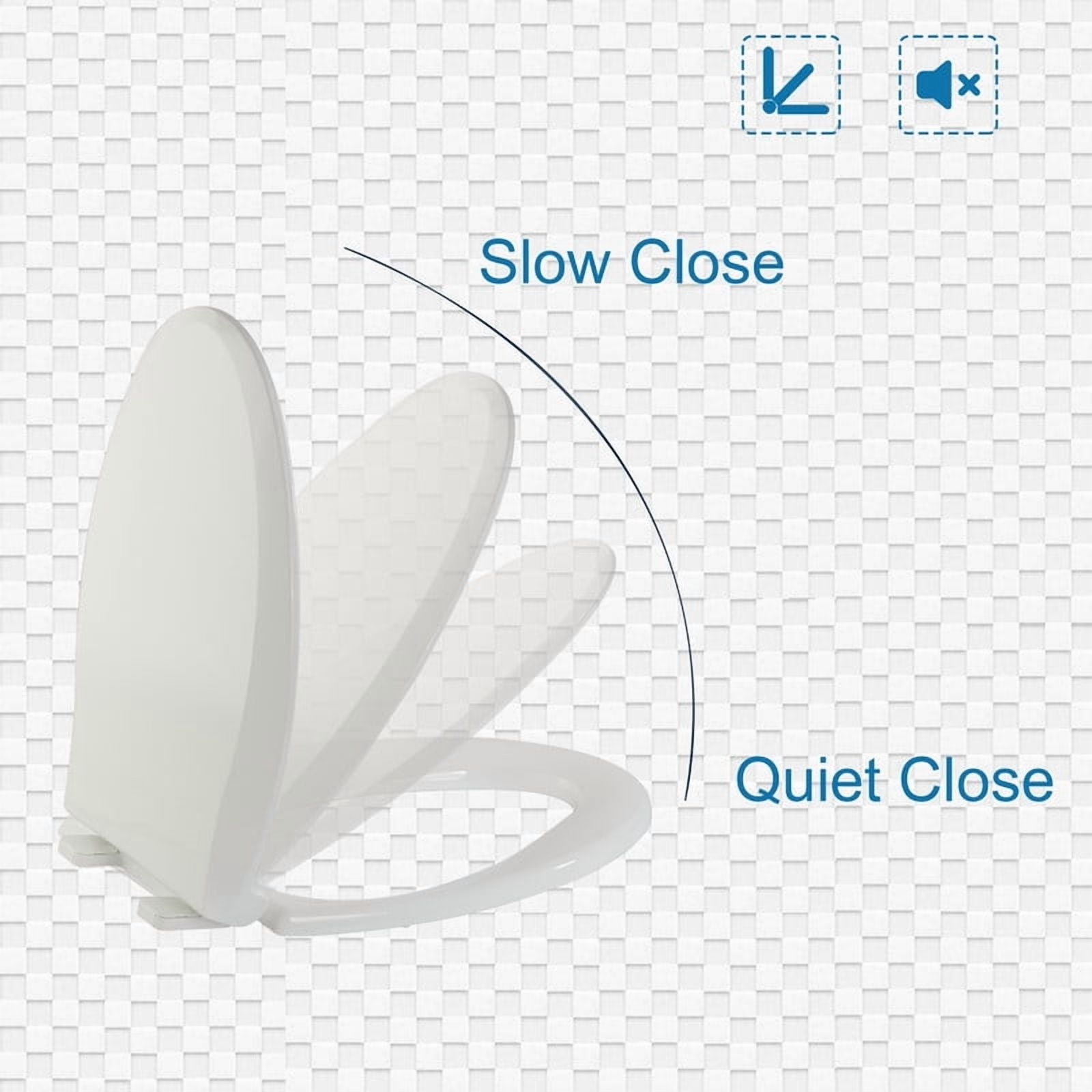 Auktopt Elongated Toilet Seat, Slow Close, Durable PP, Easy Clean Hinge, Universal Fit, White