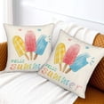 thumbnail image 5 of Summer Pillow Covers 18x18 Set of 2, Popsicle Hello Summer Decorative Throw Pillow Cases Watercolor Yellow Summer Seasonal Linen Decorations for Home Bed Car Summer Decor, 5 of 6